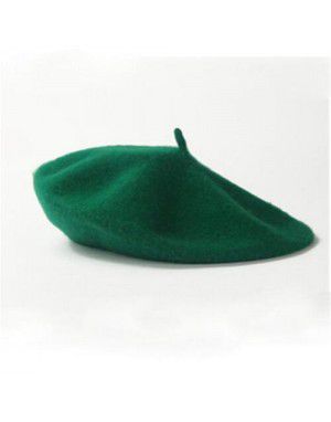 Unisex plain basque beret acrylic cap green